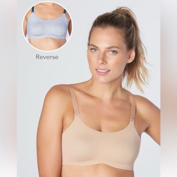 Knix Evolution Reversible Wire-Free Bra in Nude/Heathered Grey Size 7 - Picture 2 of 7